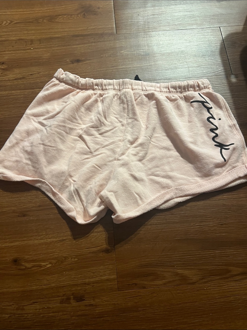 PINK Light Pink Terry Lounge Shorts with Script Logo